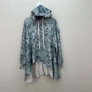Free People Magpie Floral High Low Cotton Oversized Hoodie Womens size Small